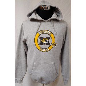 NCCA Missouri Mizzou Tigers Unisex Medium Gray Distressed Pullover Logo Hoodie